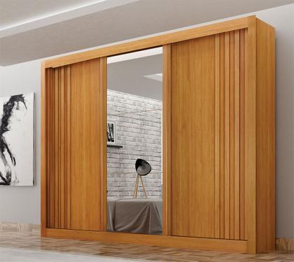 Imagem de Guarda-roupa Casal 100% MDF 3 Portas 4 Gavetas com Espelho Central Milano Leifer Móveis