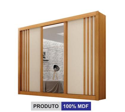 Imagem de Guarda-roupa Casal 100% MDF 3 Portas 4 Gavetas com Espelho Central Milano Leifer Móveis