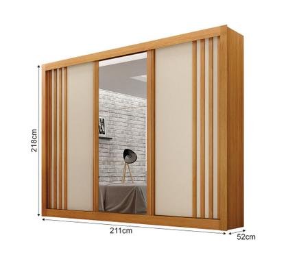 Imagem de Guarda-roupa Casal 100% MDF 3 Portas 4 Gavetas com Espelho Central Milano Leifer Móveis