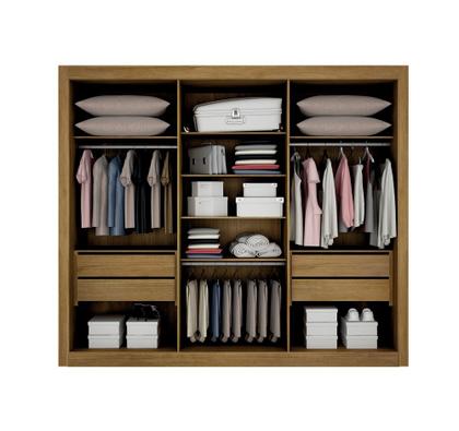 Imagem de Guarda-roupa Casal 100% MDF 3 Portas 4 Gavetas com Espelho Central Milano Leifer Móveis