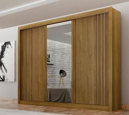 Imagem de Guarda-roupa Casal 100% MDF 3 Portas 4 Gavetas com Espelho Central Milano Leifer Móveis