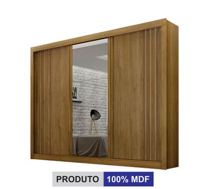 Imagem de Guarda-roupa Casal 100% MDF 3 Portas 4 Gavetas com Espelho Central Milano Leifer Móveis