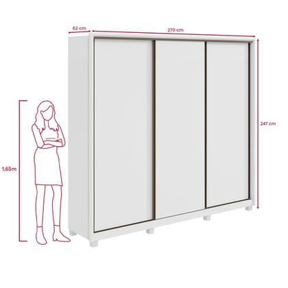 Imagem de Guarda-Roupa Casal 100% MDF 3 Portas 6 Gavetas Vitta 2,70 com Pés Branco