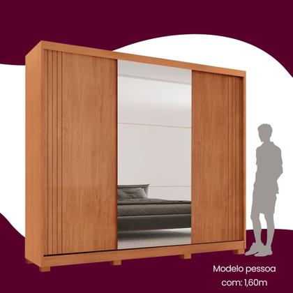 Imagem de Guarda-roupa Casal 100% Mdf 3 Portas de Correr 4 Gavetas 6 Prateleiras com Pés e Espelho Chile