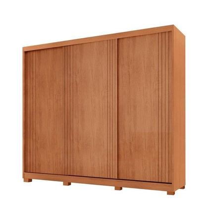 Imagem de Guarda-Roupa Casal 100% MDF 3 Portas de Correr 4 Gavetas com 6 Prateleiras e c/ Pés Chile Marrom/Mar