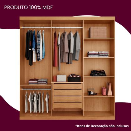 Imagem de Guarda-roupa Casal 100% Mdf 3 Portas de Correr 4 Gavetas com 6 Prateleiras e com Pés Chile