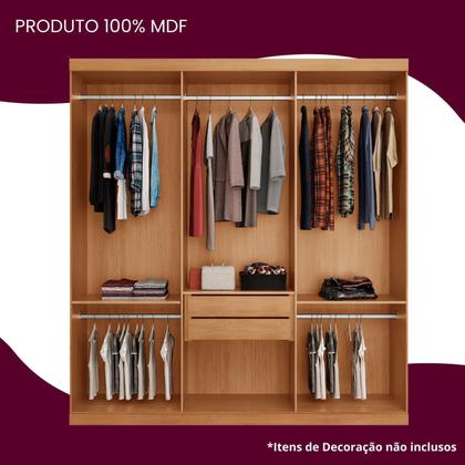Imagem de Guarda-roupa Casal 100% Mdf 3 Portas de Correr com 2 Gavetas Chile