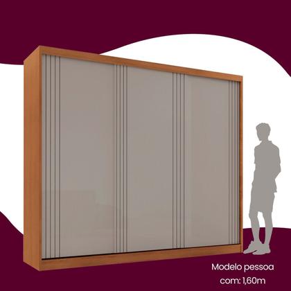 Imagem de Guarda-roupa Casal 100% Mdf 3 Portas de Correr com 2 Gavetas Chile
