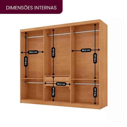 Imagem de Guarda-roupa Casal 100% Mdf 3 Portas de Correr com 2 Gavetas Chile