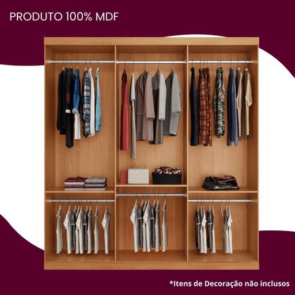 Imagem de Guarda-roupa Casal 100% Mdf 3 Portas de Correr com Pés Chile