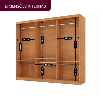 Imagem de Guarda-roupa Casal 100% Mdf 3 Portas de Correr com Pés Chile