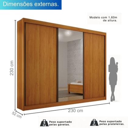 Imagem de Guarda Roupa Casal 100% MDF 3Pts 6Gav C/ Espelho San Marino Leifer Cinamomo