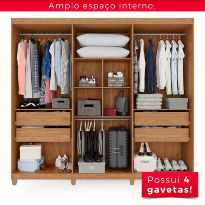 Imagem de Guarda-Roupa Casal 100% MDF 6 Portas e 4 Gavetas Espanha - Tudo de Móveis