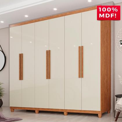 Imagem de Guarda-Roupa Casal 100% MDF 6 Portas e 4 Gavetas Espanha - Tudo de Móveis