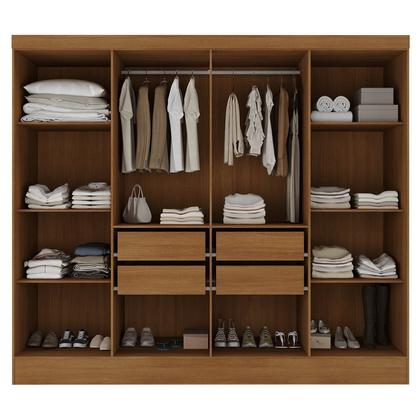 Imagem de Guarda Roupa Casal 100% MDF 8 Portas 4 Gavetas Jatobá Yescasa Cinamomo/Off White