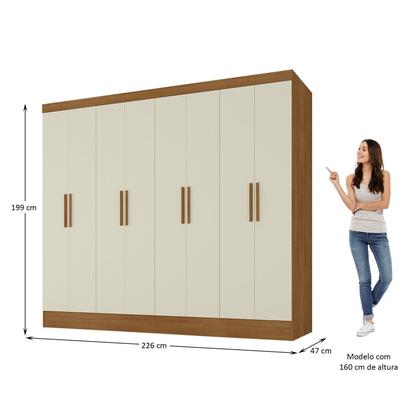 Imagem de Guarda Roupa Casal 100% MDF 8 Portas 4 Gavetas Jatobá Yescasa