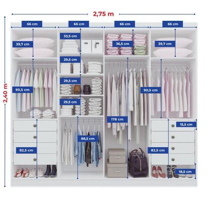 Imagem de Guarda-Roupa Casal 100% MDF 8 Portas 8 Gavetas Império Branco