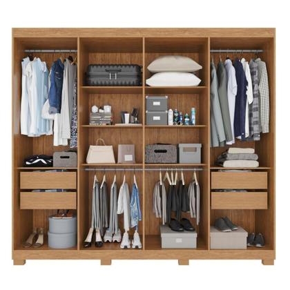 Imagem de Guarda-roupa Casal 100% Mdf 8 Portas E 4 Gavetas Heros Com Espelho- Tudo De Móveis Cinamomo