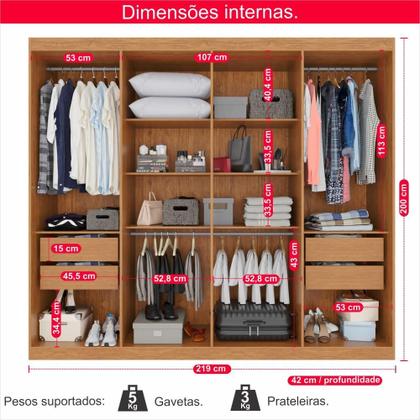 Imagem de Guarda-Roupa Casal 100% MDF 8 Portas e 4 Gavetas Herrera Com Espelho - Tudo de Móveis