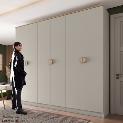Imagem de Guarda-Roupa Casal 100% MDF BP 6 Portas 4 Gavetas Asti Bege/Panna