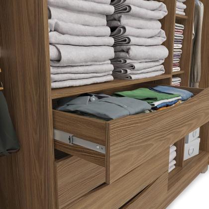 Imagem de Guarda-Roupa Casal 100% MDF Kappesberg 16 Espelhos 6 Portas 4 Gavetas Nogueira