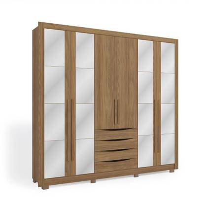 Imagem de Guarda-Roupa Casal 100% MDF Kappesberg 16 Espelhos 6 Portas 4 Gavetas Nogueira