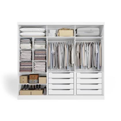 Imagem de Guarda-Roupa Casal 100% MDF Kappesberg 3 Portas de Correr 8 Gavetas Branco