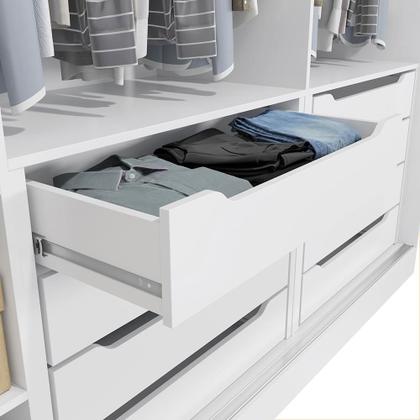 Imagem de Guarda-Roupa Casal 100% MDF Kappesberg 3 Portas de Correr 8 Gavetas Branco