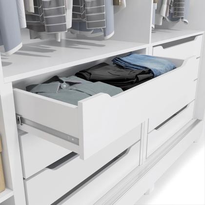 Imagem de Guarda-Roupa Casal 100% MDF Kappesberg 3 Portas de Correr com Espelhos 8 Gavetas Branco