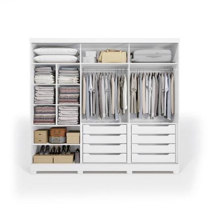 Imagem de Guarda-Roupa Casal 100% MDF Kappesberg 3 Portas de Correr com Espelhos 8 Gavetas Branco