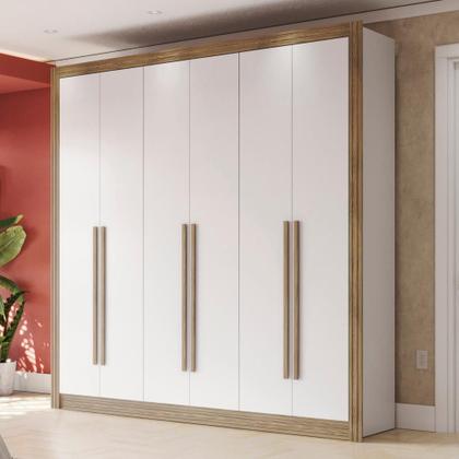 Imagem de Guarda-Roupa Casal 100% MDF Kappesberg 6 Portas 8 Gavetas Branco/Nogueira