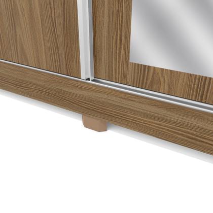 Imagem de Guarda-Roupa Casal 100% MDF Kappesberg c/Pés e 6 Espelhos 3 Portas de Correr 8 Gavetas Nogueira