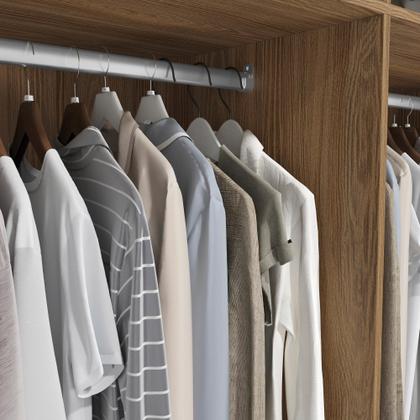 Imagem de Guarda-Roupa Casal 100% MDF Kappesberg c/Pés e 6 Espelhos 3 Portas de Correr 8 Gavetas Nogueira