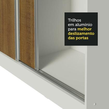 Imagem de Guarda Roupa Casal 100% MDF Madesa Royale 3 Portas de Correr com Espelho com Pés - Branco/Rustic