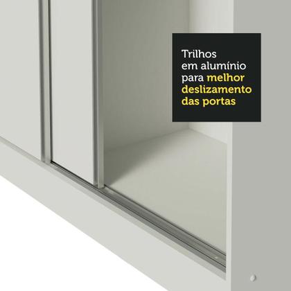 Imagem de Guarda Roupa Casal 100% MDF Madesa Royale 3 Portas de Correr com Espelho com Pés - Branco