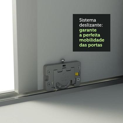 Imagem de Guarda Roupa Casal 100% MDF Madesa Royale 3 Portas de Correr com Espelho com Pés - Branco