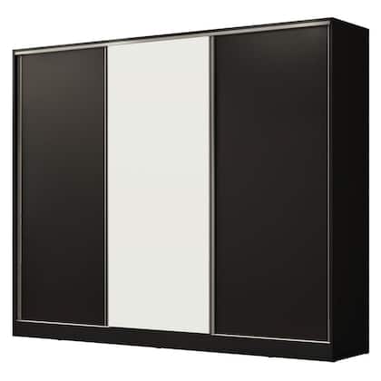 Imagem de Guarda Roupa Casal 100% MDF Madesa Royale 3 Portas de Correr - Preto/Preto/Branco