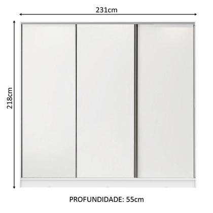 Imagem de Guarda Roupa Casal 100% MDF Madesa Royale 3 Portas de Correr