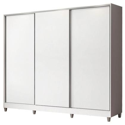 Imagem de Guarda Roupa Casal 100% MDF Madesa Zurique 3 Portas de Correr com Pés - Branco