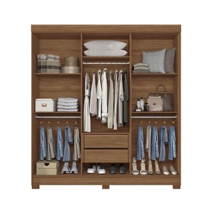 Imagem de Guarda-roupa Casal 194,4cm 6 Portas 2 Gavetas Com Espelho Horácio Estilo Mm Jatoba/areia