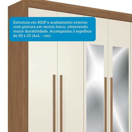 Imagem de Guarda-roupa Casal 194,4cm 6 Portas 2 Gavetas Com Espelho Horácio Estilo Mm Jatoba/areia
