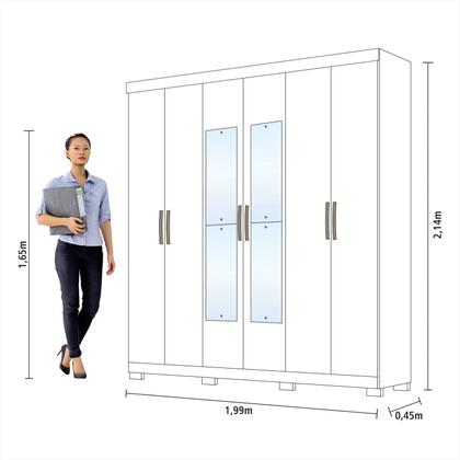 Imagem de Guarda-Roupa Casal 199cm MDF 6 Portas 3 Gavetas Kit 4 Espelhos e 8 Pés Clara
