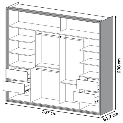 Imagem de Guarda-Roupa Casal 2 Portas 4 Gavetas com Espelho 100% Mdf Freijo/Off White Tw603e  Dalla Costa