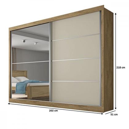 Imagem de Guarda Roupa Casal 2 Portas 4 Gavetas com Espelho Verona Plus Flex Color em MDF Made Marcs
