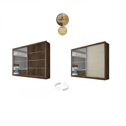 Imagem de Guarda Roupa Casal 2 Portas 4 Gavetas com Espelho Verona Plus Flex Color em MDF Made Marcs