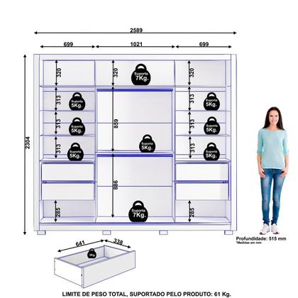 Imagem de Guarda-roupa Casal 2 Portas 4 Gavetas Premier