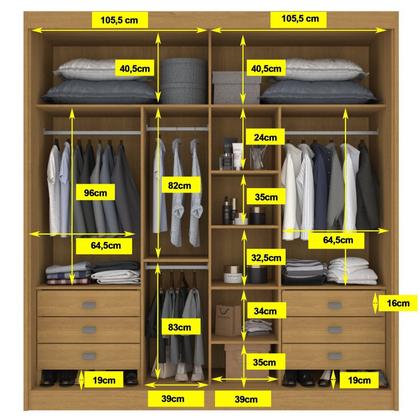 Imagem de Guarda Roupa Casal 2 Portas 6 Gavetas 100% Mdf Coliseu
