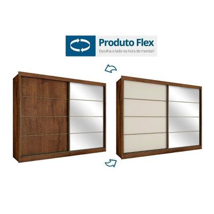 Imagem de Guarda Roupa Casal 2 Portas 6 Gavetas com Espelho Sevilha Flex Color em MDF Made Marcs
