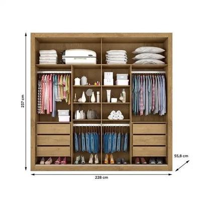 Imagem de Guarda Roupa Casal 2 Portas 6 Gavetas com Espelho Sevilha Flex Color em MDF Made Marcs