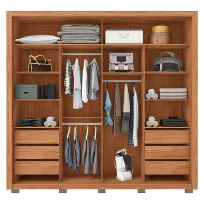 Imagem de Guarda-Roupa Casal 2 Portas Correr 6 Gavetas Espelho Movimente Lux Caemmun
